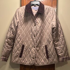 Laura Scott Beige Plaid Jacket with Corduroy Collar - size M